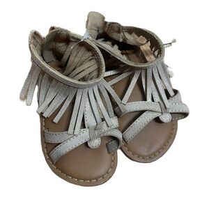 Baby Gap Fringe Sandals Sz 6 Gold Boho Girls Baby Toddler Zip Back